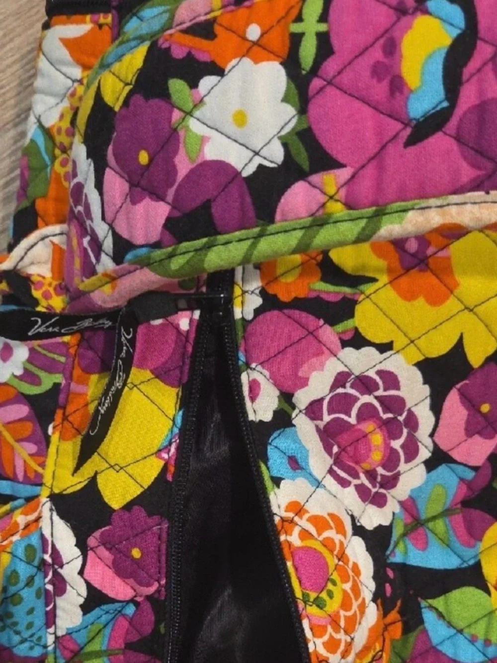 Vera Bradley Floral Quilted Backpack in Pink, Purple, Yellow and Green